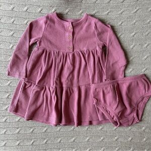 EUC Carter’s Baby Girl Long Sleeve Waffled Dress, Raspberry, 18 Months